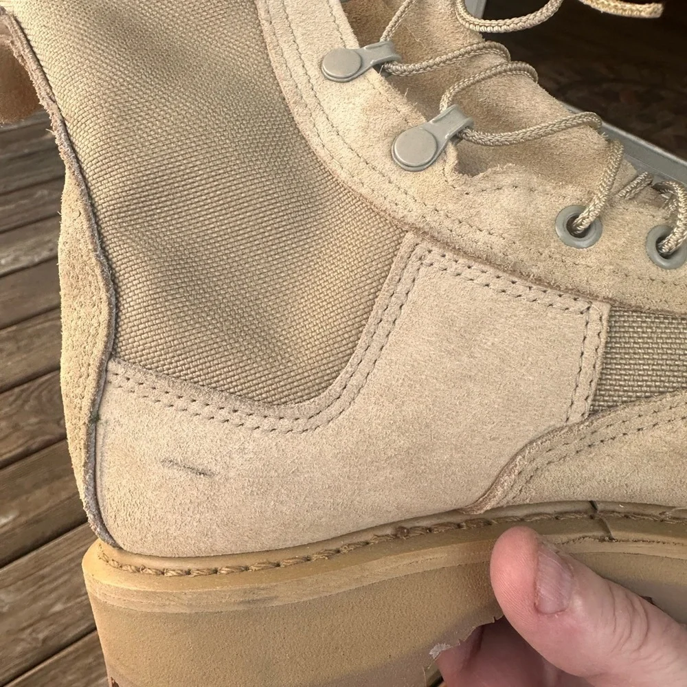 Vibram Tan Suede Military Combat style Boot with Black Knit Liner